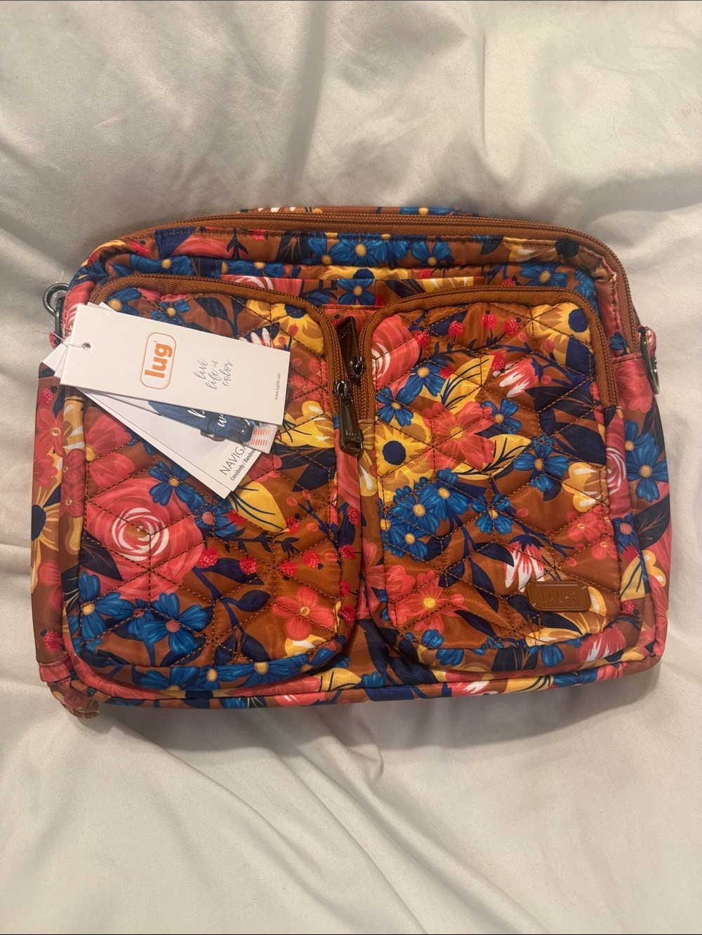 lug Quilted Floral Crossbody Bag in Multi-Color